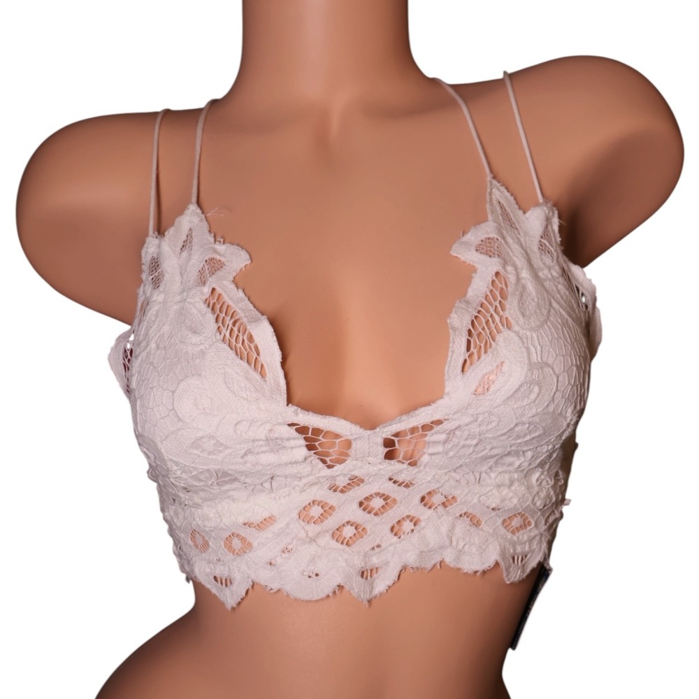 Free People Intimately Adella White Crochet Bralette Crop Top S NWT
